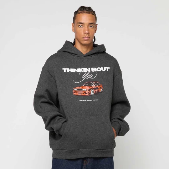 Zdjęcie produktu Thinking Bout You Car Print Fluffy Hoody Mister Tee szary