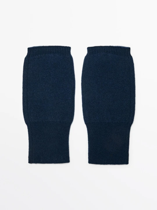 Zdjęcie produktu Mitenki Z Dzianiny Ze 100% Kaszmiru - Granatowy - Massimo Dutti - Female