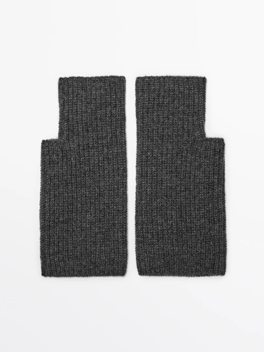 Zdjęcie produktu Mitenki Z Dzianiny Ze 100% Kaszmiru - Szary - Massimo Dutti - Female