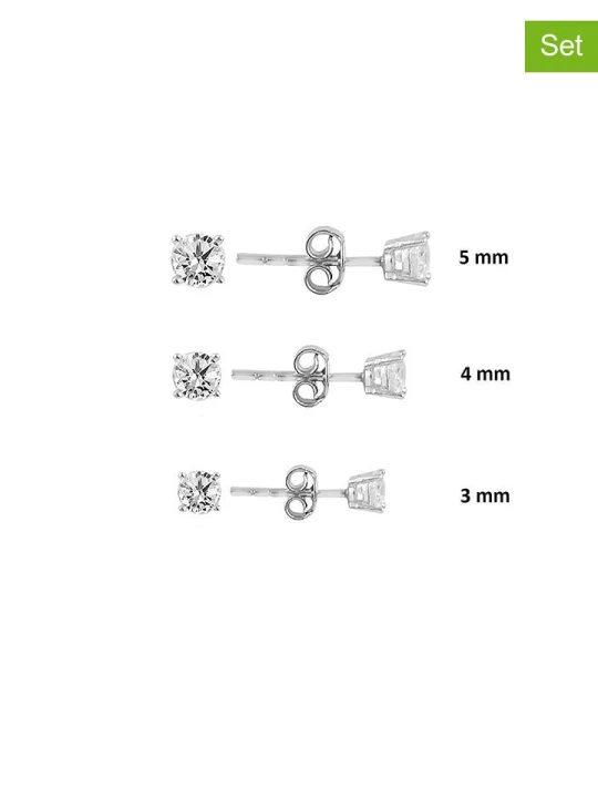 Zdjęcie produktu Miu Silver Srebrne kolczyki-wkrętki (3 szt.) z cyrkoniami rozmiar: onesize