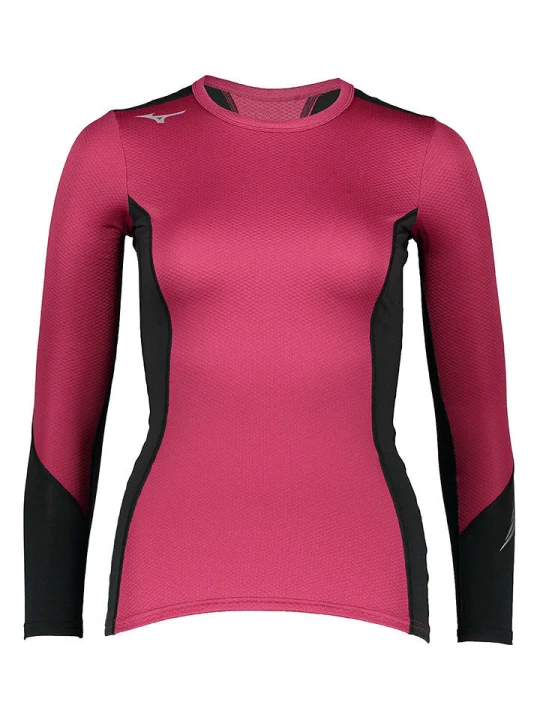 Zdjęcie produktu Mizuno Koszulka funkcyjna "Virtual Body H2 Crew" w kolorze różowo-czarnym rozmiar: M