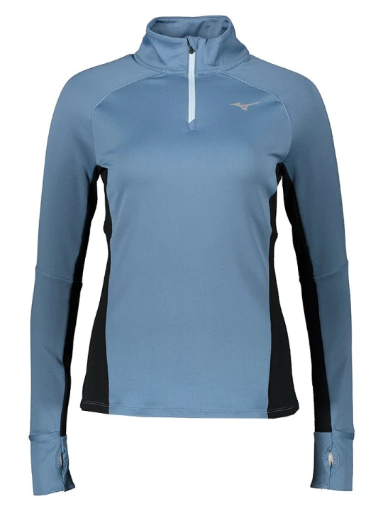 Zdjęcie produktu Mizuno Koszulka "Warmalite" w kolorze błękitno-czarnym do biegania rozmiar: L