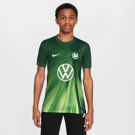 Zdjęcie produktu Młodzieżowa koszulka piłkarska z krótkim rękawem Nike Dri-FIT VfL Wolfsburg Stadium 2025/26 (wersja domowa) – replika - Zieleń
