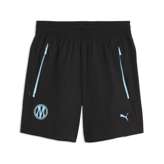 Zdjęcie produktu Młodzieżowe tkane szorty Olympique de Marseille PUMATECH o luźnym kroju, Odzież, Czarny