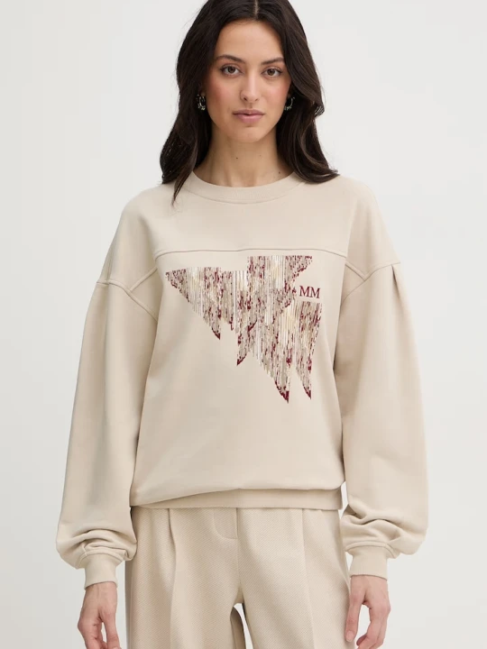 Zdjęcie produktu MM by Max Mara bluza damska z bawełną EUFORICO beżowy