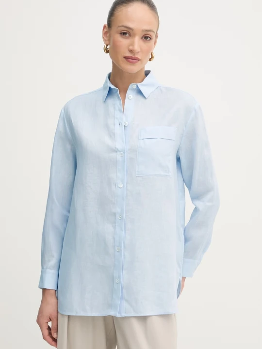 Zdjęcie produktu MM by Max Mara koszula damska lniana FILO niebieski