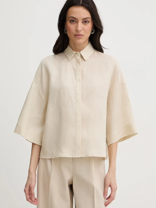 Zdjęcie produktu MM by Max Mara koszula damska lniana RITO beżowy