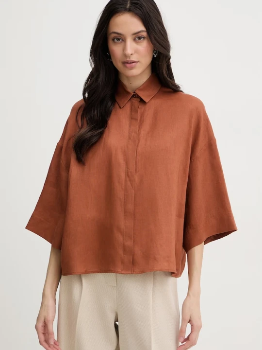 Zdjęcie produktu MM by Max Mara koszula damska lniana RITO brązowy