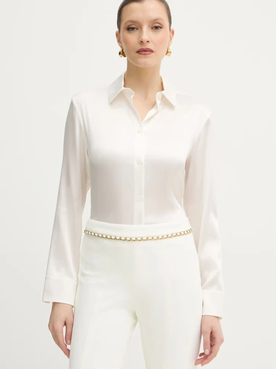Zdjęcie produktu MM by Max Mara koszula z dodatkiem jedwabiu QUARTO beżowy