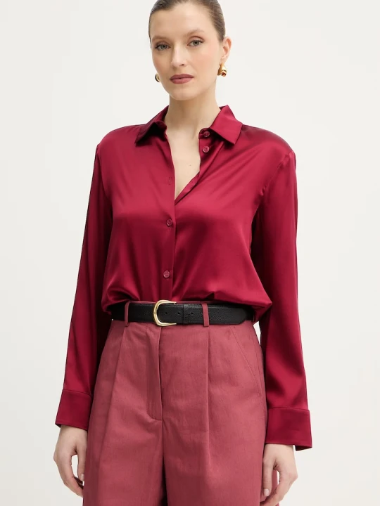 Zdjęcie produktu MM by Max Mara koszula z dodatkiem jedwabiu QUARTO czerwony