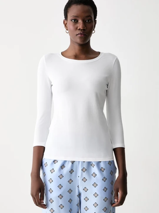 Zdjęcie produktu MM by Max Mara longsleeve damski bawełniany z elastanem MMLORATA biały