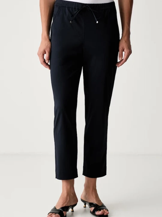 Zdjęcie produktu MM by Max Mara spodnie damskie bawełniane z elastanem MMLMARA granatowy