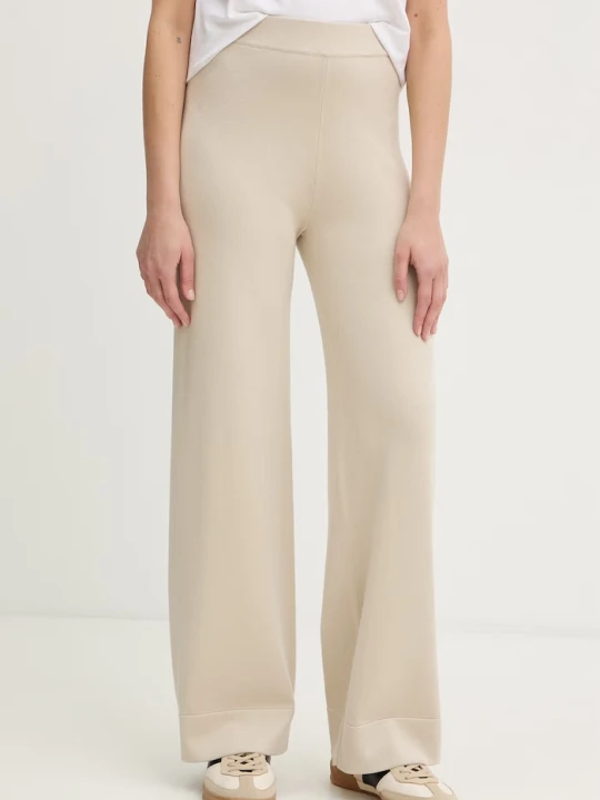 Zdjęcie produktu MM by Max Mara spodnie damskie z wiskozą RUM beżowy