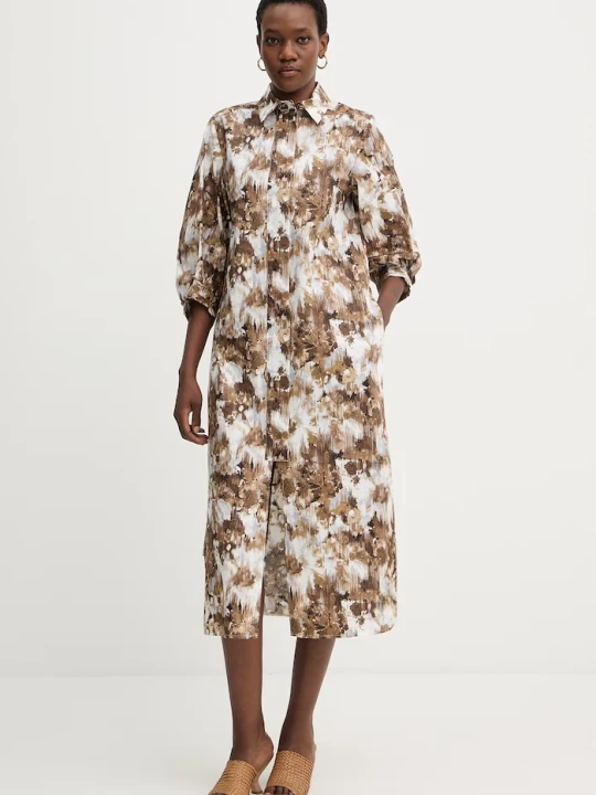 Zdjęcie produktu MM by Max Mara sukienka bawełniana FALDA brązowy
