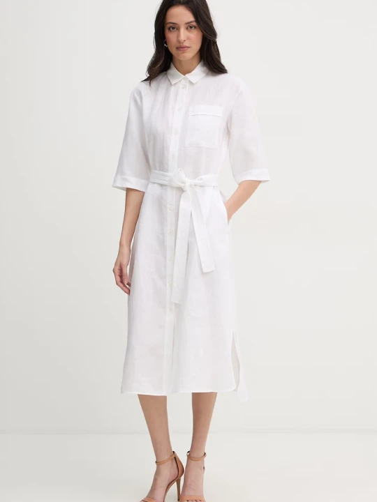 Zdjęcie produktu MM by Max Mara sukienka letnia lniana TABELLA biały