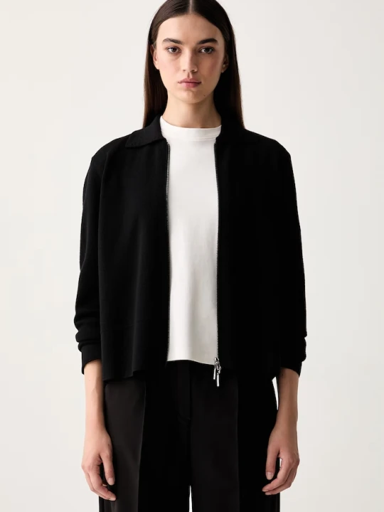 Zdjęcie produktu MM by Max Mara sweter rozpinany damski wełniany MMLSNACK czarny