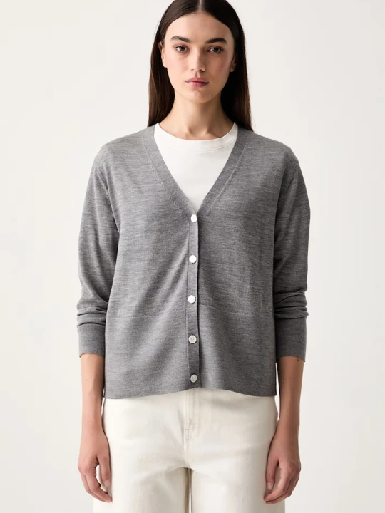 Zdjęcie produktu MM by Max Mara sweter rozpinany damski wełniany MMLSNACK szary