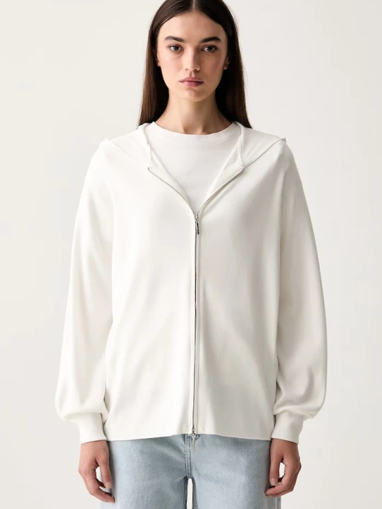 Zdjęcie produktu MM by Max Mara sweter rozpinany damski z wiskozą MMLGINNASTA biały