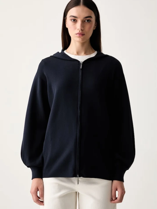 Zdjęcie produktu MM by Max Mara sweter rozpinany damski z wiskozą MMLGINNASTA granatowy