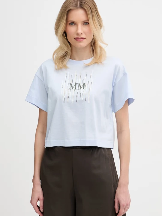 Zdjęcie produktu MM by Max Mara T-shirt damski bawełniany FUNALE niebieski