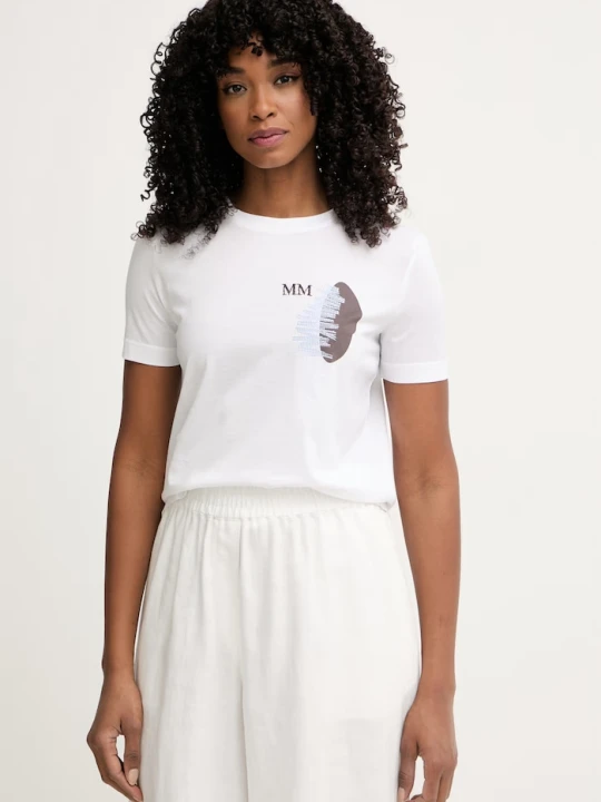 Zdjęcie produktu MM by Max Mara T-shirt damski bawełniany LICENZA biały