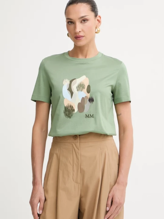 Zdjęcie produktu MM by Max Mara T-shirt damski bawełniany LICENZA zielony