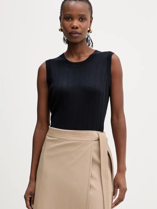 Zdjęcie produktu MM by Max Mara top z dodatkiem jedwabiu RIVA granatowy