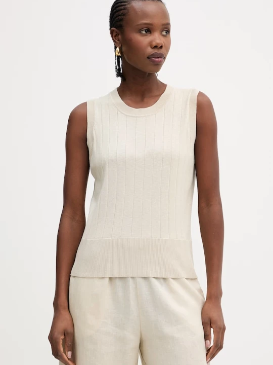 Zdjęcie produktu MM by Max Mara top z dodatkiem jedwabiu RIVA beżowy