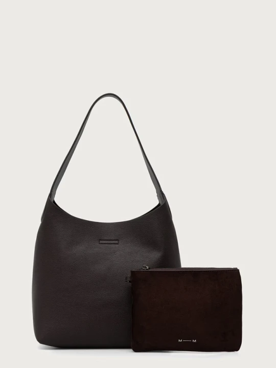 Zdjęcie produktu MM by Max Mara torebka hobo damska z imitacji skóry MMLASTRO brązowy