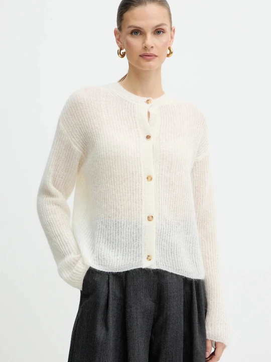 Zdjęcie produktu MM by Max Mara kardigan z dodatkiem wełny MEANDRO beżowy