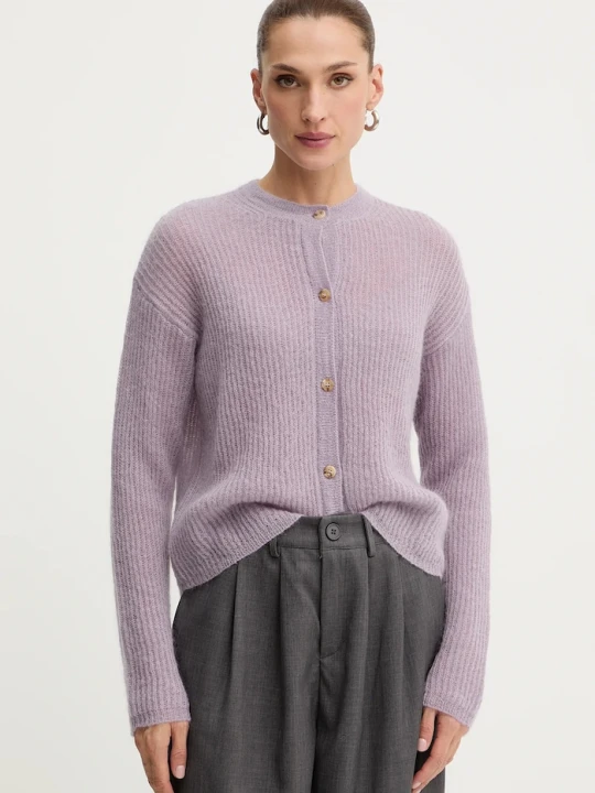 Zdjęcie produktu MM by Max Mara kardigan z dodatkiem wełny MEANDRO fioletowy