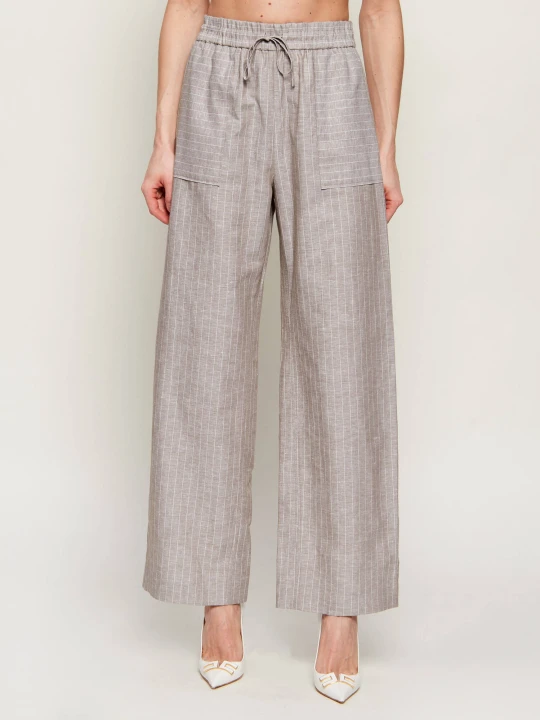 Zdjęcie produktu MM Lniane spodnie MMLFAUNA | Relaxed fit brązowy