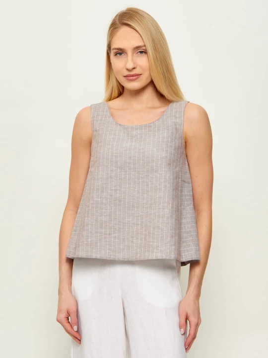 Zdjęcie produktu MM Lniany top MMLCALIGA | Loose fit beżowy