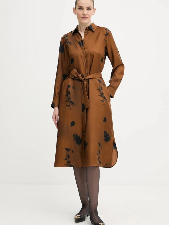 Zdjęcie produktu MM by Max Mara sukienka jedwabna JADI brązowy