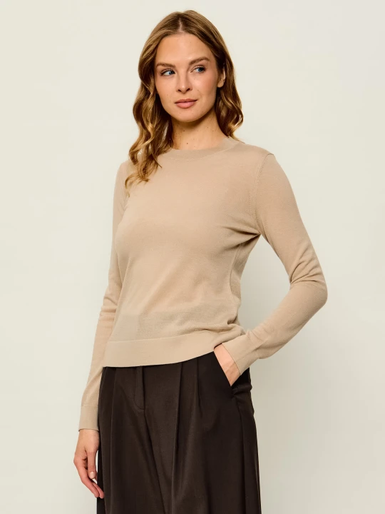 Zdjęcie produktu MM Wełniany sweter Mmltempo | Regular Fit beżowy