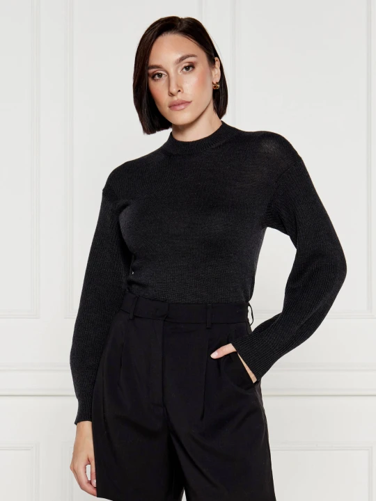 Zdjęcie produktu MM Wełniany sweter | Slim Fit czarny