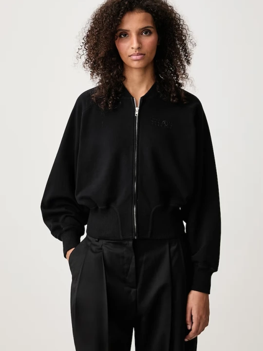Zdjęcie produktu MM6 Maison Margiela bluza rozpinana z kapturem damska z bawełną czarny