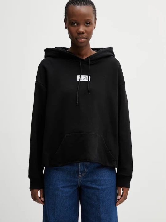 Zdjęcie produktu MM6 Maison Margiela bluza z kapturem damska bawełniana czarny
