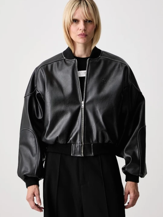 Zdjęcie produktu MM6 Maison Margiela bomberka damska z imitacji skóry czarny