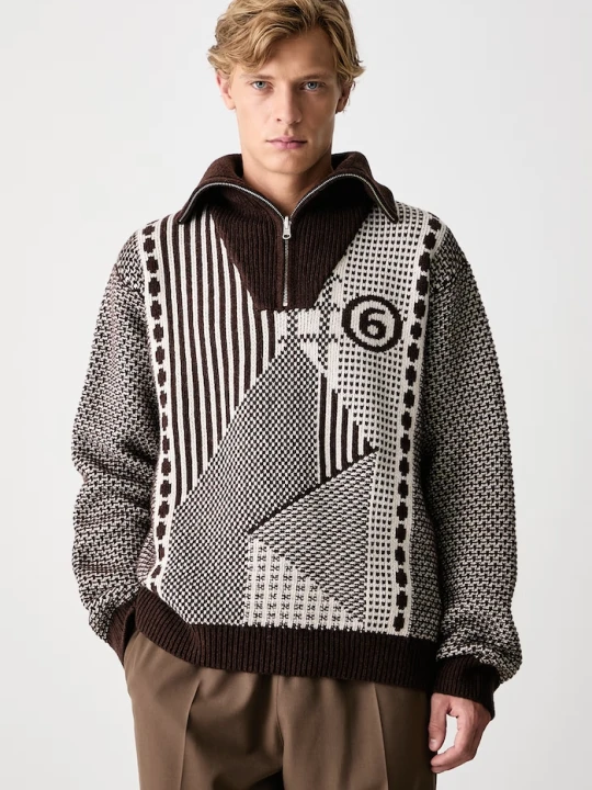 Zdjęcie produktu MM6 Maison Margiela golf męski z wełną brązowy
