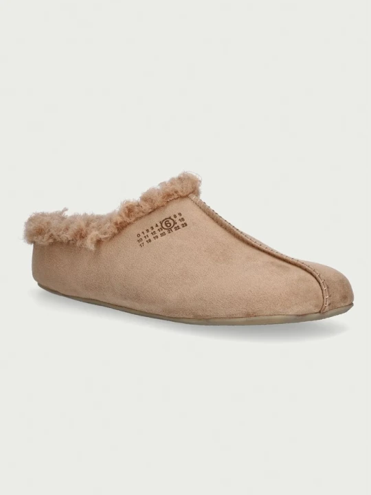 Zdjęcie produktu MM6 Maison Margiela kapcie damskie zamszowe beżowy