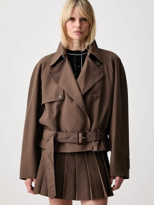 Zdjęcie produktu MM6 Maison Margiela krótki trencz damski z wełną brązowy