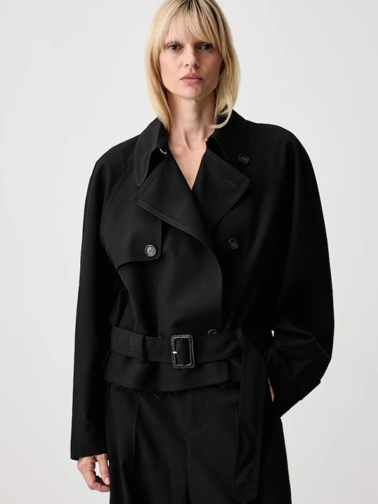 Zdjęcie produktu MM6 Maison Margiela krótki trencz damski z wełną czarny