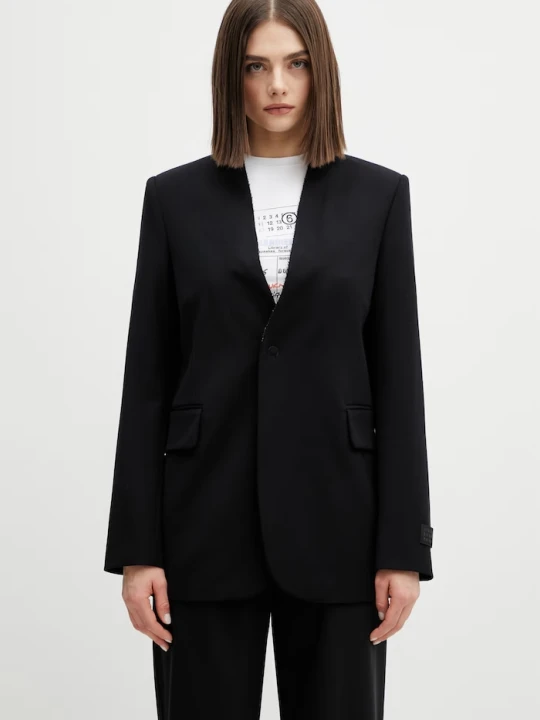 Zdjęcie produktu MM6 Maison Margiela marynarka z dodatkiem wełny czarny