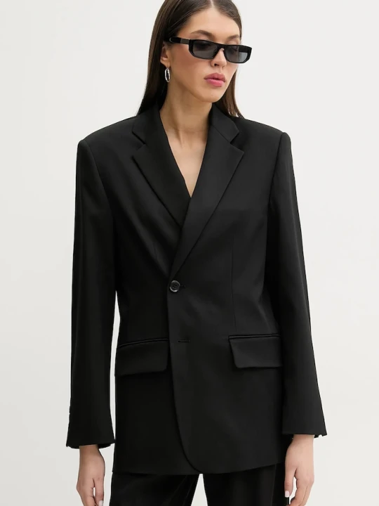 Zdjęcie produktu MM6 Maison Margiela marynarka z domieszką wełny czarny