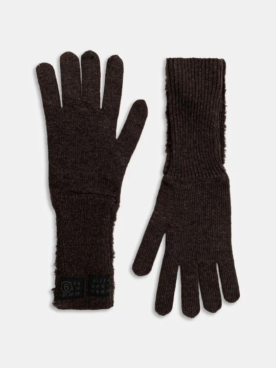 Zdjęcie produktu MM6 Maison Margiela rękawiczki z dodatkiem wełny brązowy