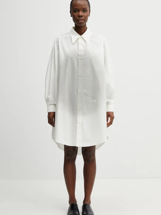 Zdjęcie produktu MM6 Maison Margiela sukienka koszulowa bawełniana beżowy