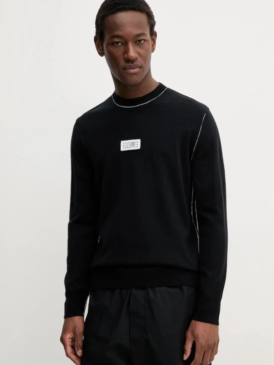 Zdjęcie produktu MM6 Maison Margiela sweter męski z wełną czarny