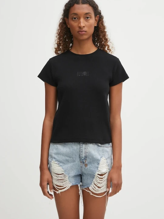 Zdjęcie produktu MM6 Maison Margiela t-shirt z domieszką wełny czarny