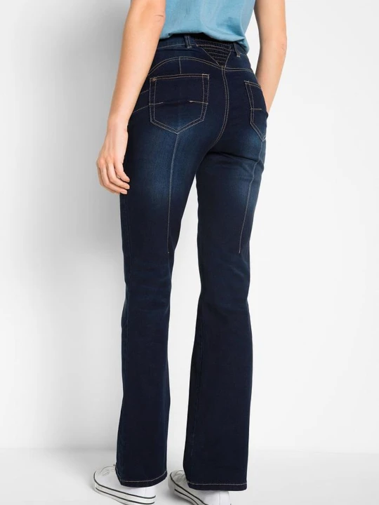 Zdjęcie produktu Modelujące dżinsy o kroju bootcut, mid waist BonPrix niebieski